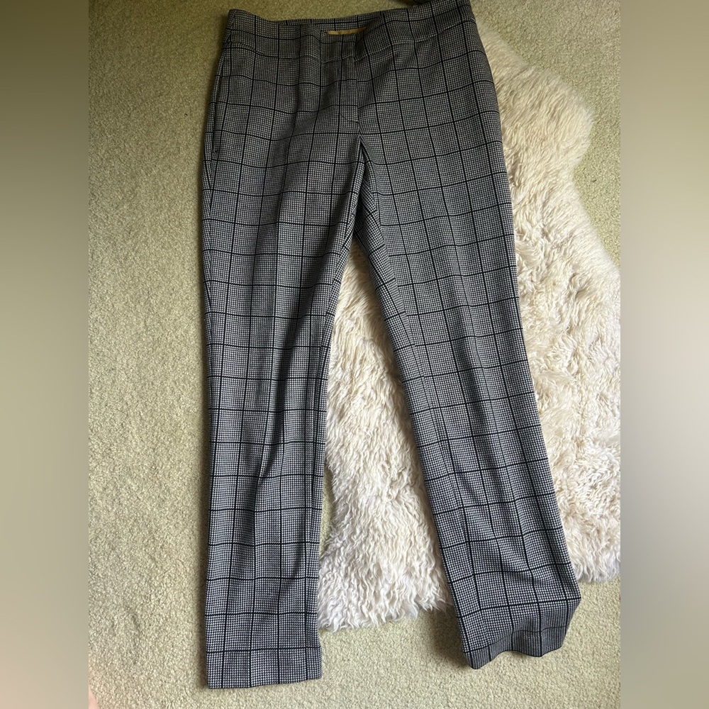 Plaid Straight-Leg Dress Pants